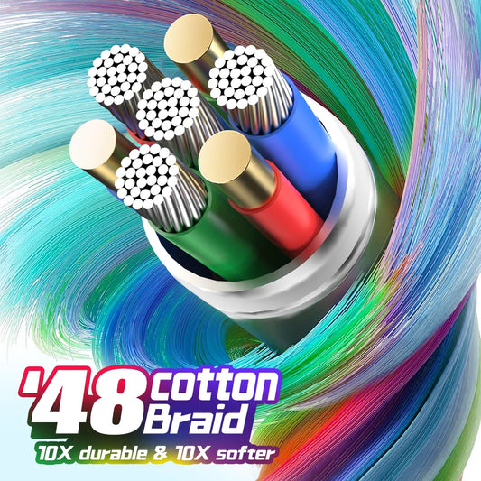 3-Pack 6ft Braided USB-C Fast Charge Cables