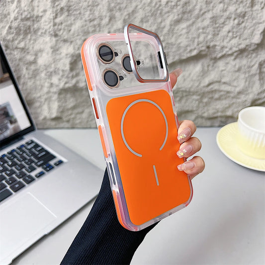Luxury Matte Shockproof Magnetic Bumper Case For iPhone 17 Pro Max Air 16 15 14 Plus 13 12 For Magsafe Lens Protect Stand Cover