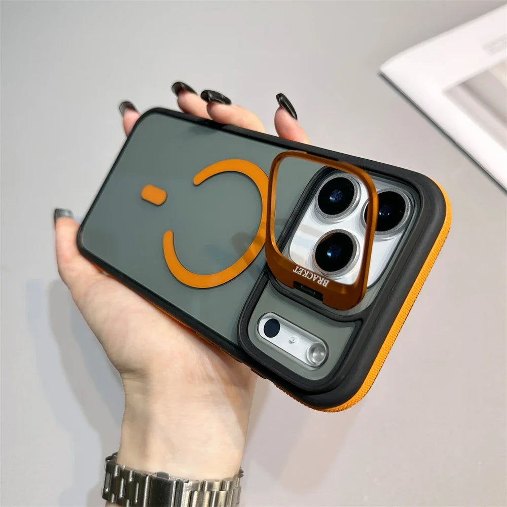 Luxury Matte Transparent Magsafe Kickstand Stand Phone Case For iPhone 17 Air 16 15 14 Plus 13 12 11 17 Pro Max Magnetic Cover