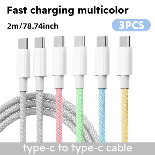 3-Pack 6ft Braided USB-C Fast Charge Cables