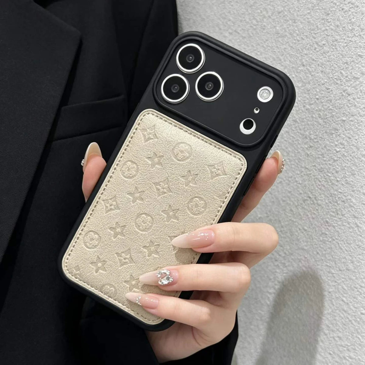 Premium Faux Leather Embossed Phone Case, Soft-Touch Shockproof Cover with Camera Lens Protection, Elegant Textured Design, Compatible with iPhone 17 Pro Max/16/15/14/13 Pro Max/Air