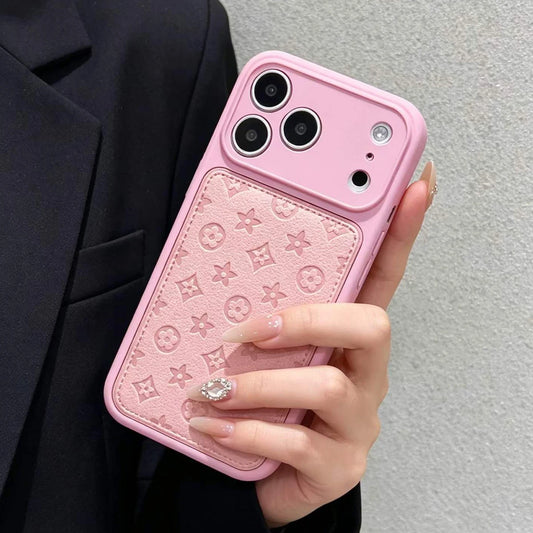 Premium Faux Leather Embossed Phone Case, Soft-Touch Shockproof Cover with Camera Lens Protection, Elegant Textured Design, Compatible with iPhone 17 Pro Max/16/15/14/13 Pro Max/Air