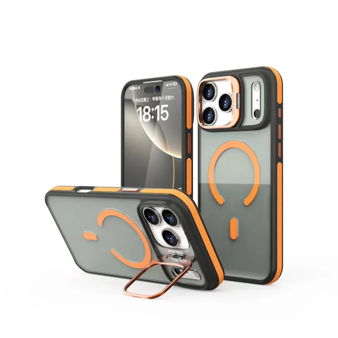 Luxury Matte Transparent Magsafe Kickstand Stand Phone Case For iPhone 17 Air 16 15 14 Plus 13 12 11 17 Pro Max Magnetic Cover