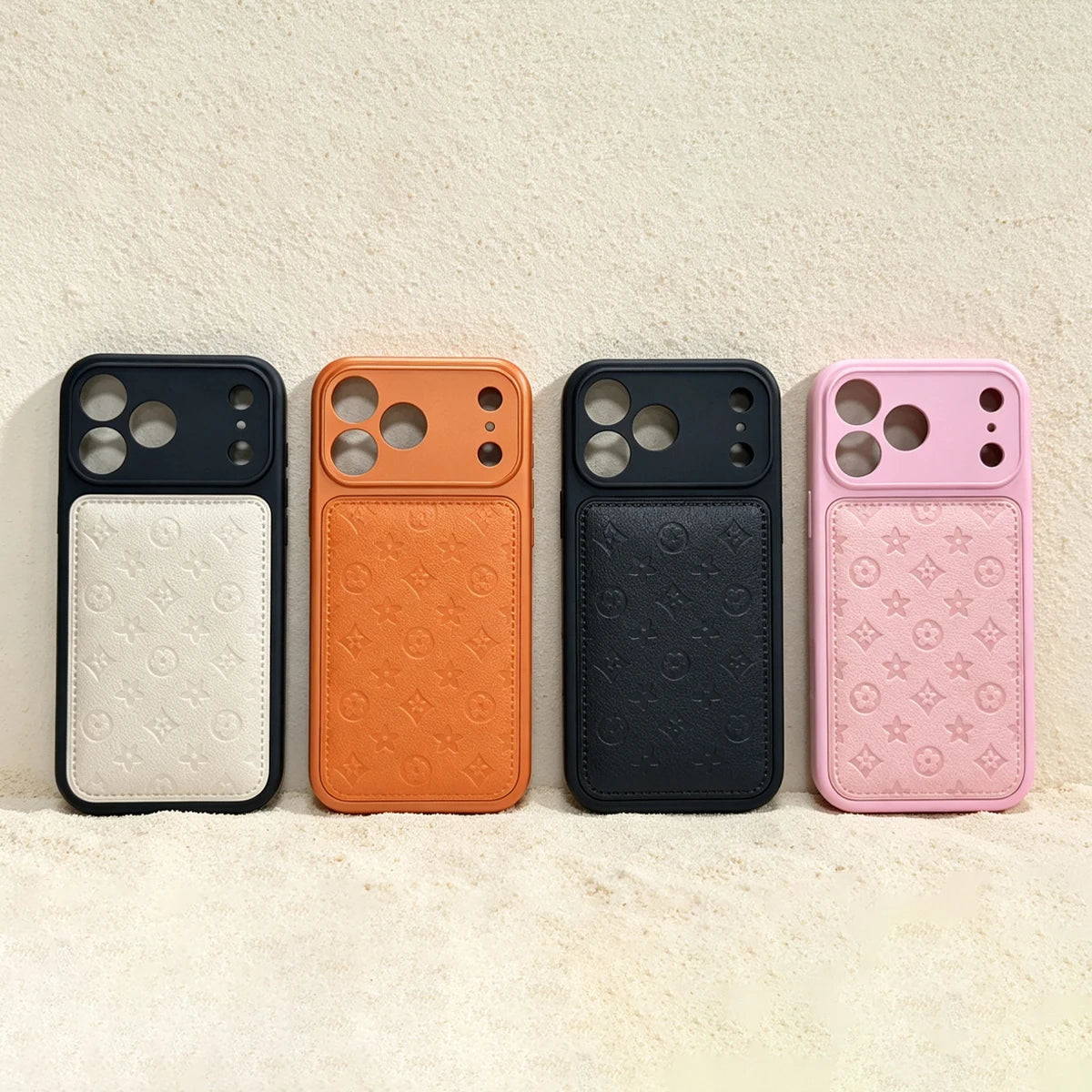Premium Faux Leather Embossed Phone Case, Soft-Touch Shockproof Cover with Camera Lens Protection, Elegant Textured Design, Compatible with iPhone 17 Pro Max/16/15/14/13 Pro Max/Air